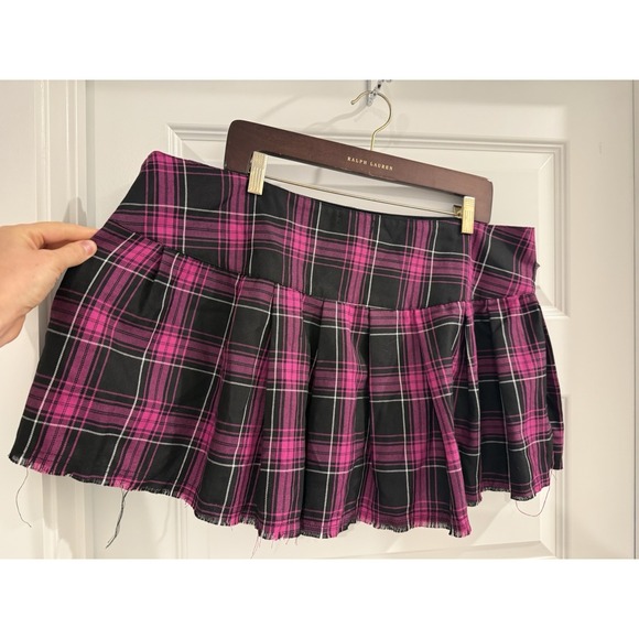 WIDOW - WOMEN'S XXL -PLAID PLEATED TARTAN SKATER SCHOOL LACE SKIRT - Picture 4 of 9